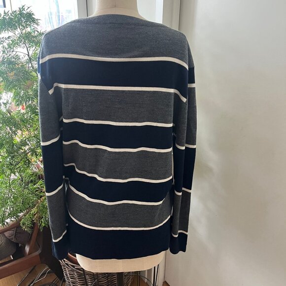 ONS Men's Merino Wool Striped Sweater Size Medium - Picture 2 of 7